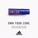 Adidas Culture of Sport Unleash Eau de Toilette 30ml bottle and text: Own your zone, connect to your sport state of mind with the new fragrance from adidas. with Adidas logo below it on light neutral pink background | BEAUTE KNOWS AUSTRALIA