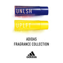 Adidas Culture of Sport Uplift Eau de Toilette 100ML and Adidas Culture of Sport Unleash Eau de Toilette 30ml spray bottle with 'UNLSH' and 'UPLFT' text on a white background, featuring the Adidas logo | BEAUTE KNOWS AUSTRALIA