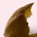 Close-up of a Bergamot peel with a light  pink background