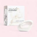 Ariana Grande MOD Vanilla Eau de Parfum 30ml packaging with its white oval designed perfume bottle on a pink background | BEAUTE KNOWS AUSTRALIA