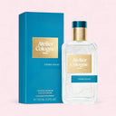 Atelier Cologne Cèdre Atlas Cologne Absolue Eau de Parfum 100ML perfume bottle and packaging on a light neutral pink background | BEAUTE KNOWS AUSTRALIA