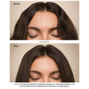 Before and after comparison of unbrushed hair with text about invati ultra advanced shampoo and conditioner.