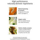 List of high-performance naturally derived ingredients with images and descriptions on a white background.