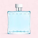 Azzaro Chrome Eau de Toilette 100ml perfume bottle on a pink background