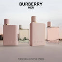 Neutral pink Burberry Her Elixir Eau De Parfum 100ml perfume bottles on a light background