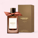 Burberry Tudor Rose perfume bottle and packaging on a light pink background