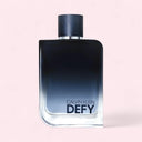 Calvin Klein Defy perfume bottle on a light pink background