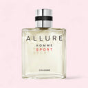 Chanel Allure Homme Sport cologne bottle on a pink background