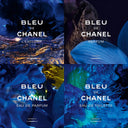 Collage of different perfume concentrations of Bleu de Chanel perfume displaying different intensity for each