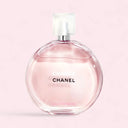 Chanel Chance Eau Tendre Eau de Toilette perfume bottle on a pink background