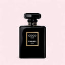 Black Chanel Coco Noir Eau de Parfum 50ml perfume bottle on a light pink background