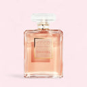 Chanel Coco Mademoiselle Eau de Parfum 100ml perfume bottle on a light pink background