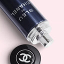 BEAUTE KNOWS Chanel Bleu All-Over Body Spray 100ml sprau bottle bottle on a light pink background