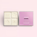 BEAUTE KNOWS Chanel Chance Eau Fraîche Gentle Perfumed Soaps 4x40g Limited Edition set with a pink box on a light pink background