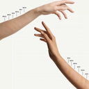 Hands with Chanel Sublimage Le Teint Cream Foundation 30g - swatches of different skin tones on a white background