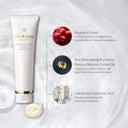 Clé de Peau Beauté Clarifying Cleansing Foam with raspberry extract and other ingredients on a white background