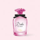 Dolce & Gabbana Dolce Lily Eau de Toilette 50ml perfume bottle with pink flower design on a light pink background