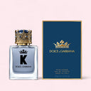 Dolce & Gabbana K Eau De Toilette 50ml perfume bottle and packaging on a light pink background