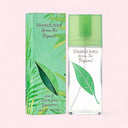 Elizabeth Arden Green Tea Tropical Eau de Toilette 100ml perfume bottle and packaging on a light pink background