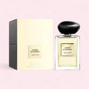 Armani Prive Jasmin Kusamono perfume bottle and packaging on a light pink background