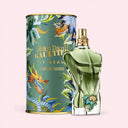 BEAUTE KNOWS Jean Paul Gaultier Le Beau Paradise Garden Eau De Parfum 125ml perfume bottle and packaging with floral design on a pink background