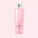 Pink Lancôme Tonique Confort Re-hydrating Comforting Toner 400ml bottle on a light pink background