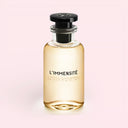 BEAUTE KNOWS Louis Vuitton L'Immensité Eau De Parfum 100ml perfume bottle on a light pink background