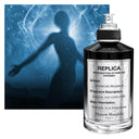 BEAUTE KNOWS Maison Margiela Replica Celestial Whisper perfume bottle with a blue celestial / galaxy background