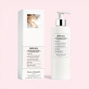 BEAUTE KNOWS Maison Margiela Replica Lazy Sunday Morning Shower Gel pump bottle and packaging box on light neutral pink background