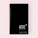 Black Montblanc Emblem Eau de Toilette 100ml perfume packaging on a light pink background