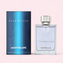 Montblanc Starwalker Eau de Toilette 75ml perfume bottle and packaging on a light pink background