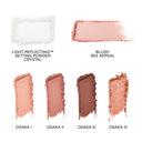 NARS Light Reflecting™ Travel Face Palette Limited Edition swatches including setting powder, blush, and lip colors on a white background