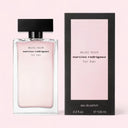 Narciso Rodriguez For Her Musc Noir Eau de Parfum 100ml perfume bottle and packaging on a pink background