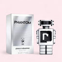 Paco Rabanne Phantom Eau de Toilette 50ml perfume bottle and packaging on a pink background