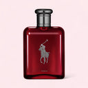 Red Ralph Lauren Polo Red Parfum 125ml perfume bottle on a pink background