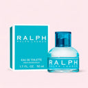 Ralph Lauren Ralph Eau de Toilette 50ml perfume bottle and packaging on a light pink background