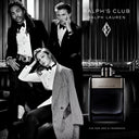 Advertisement for Ralph Lauren Ralph's Club Eau de Parfum by Ralph Lauren featuring Gigi Hadid, Lucky Blue Smith and Luka Sabbat in formal attire and a perfume bottle
