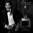 Luka Sabbat in tuxedo with Ralph Lauren Ralph's Club Eau de Parfum perfume bottle