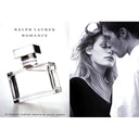 Ralph Lauren Romance For Women Eau de Parfum 100ml perfume bottle with a couple embracing in the background