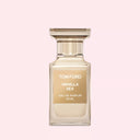 BEAUTE KNOWS Light beiger Tom Ford Vanilla Sex Eau De Parfum 50ml perfume bottle on a light pink background