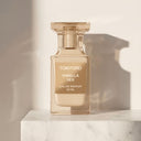 BEAUTE KNOWS Light beige Tom Ford Vanilla Sex Eau De Parfum 50ml perfume bottle on a light background