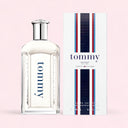 Tommy Hilfiger Tommy Eau de Toilette 200ml perfume bottle and packaging on a pink background
