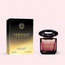 Versace Crystal Noir Eau de Toilette 30ml perfume bottle and packaging on a light pink background