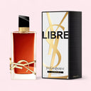 YSL Yves Saint Laurent Libre Le Parfum 90ml perfume bottle and packaging on a light pink background