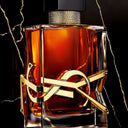 YSL Yves Saint Laurent Libre Le Parfum Luxury perfume bottle with gold accents on a dark background